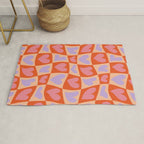 Retro red love heart checkered pattern Rug Gallery Image 1