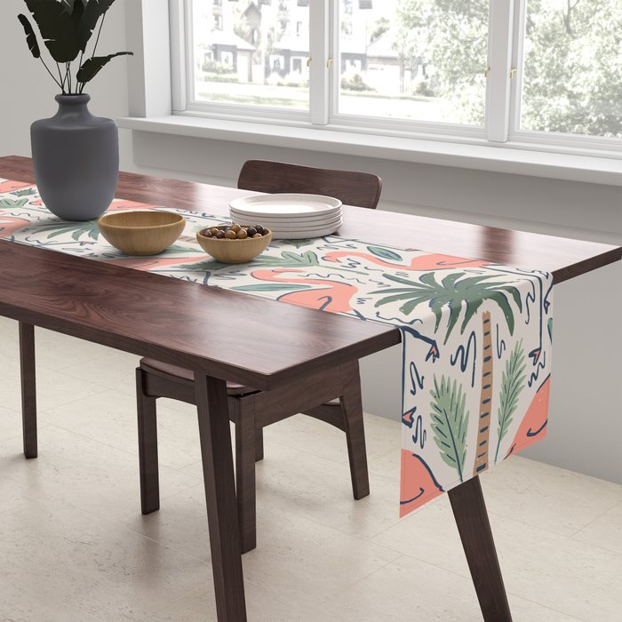 Palm Flamingos Tropical Table Runner Gallery Image 2