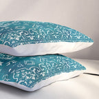 PERSIAN CARPET MONOCHROME TEAL HEAVY DISTRESSED Pillow Sham Gallery Image 3