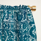 PERSIAN CARPET MONOCHROME TEAL HEAVY DISTRESSED Window Curtain Gallery Image 2