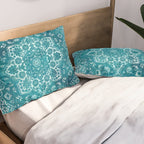 PERSIAN CARPET MONOCHROME TEAL HEAVY DISTRESSED Pillow Sham Gallery Image 2
