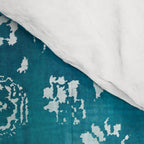 PERSIAN CARPET MONOCHROME TEAL HEAVY DISTRESSED Comforter Gallery Image 4