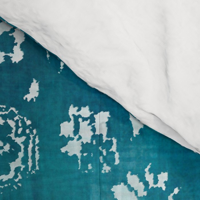PERSIAN CARPET MONOCHROME TEAL HEAVY DISTRESSED Comforter Gallery Image 4