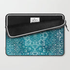 PERSIAN CARPET MONOCHROME TEAL HEAVY DISTRESSED Laptop Sleeve Gallery Image 2