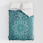 PERSIAN CARPET MONOCHROME TEAL HEAVY DISTRESSED Duvet Cover Gallery Image 6