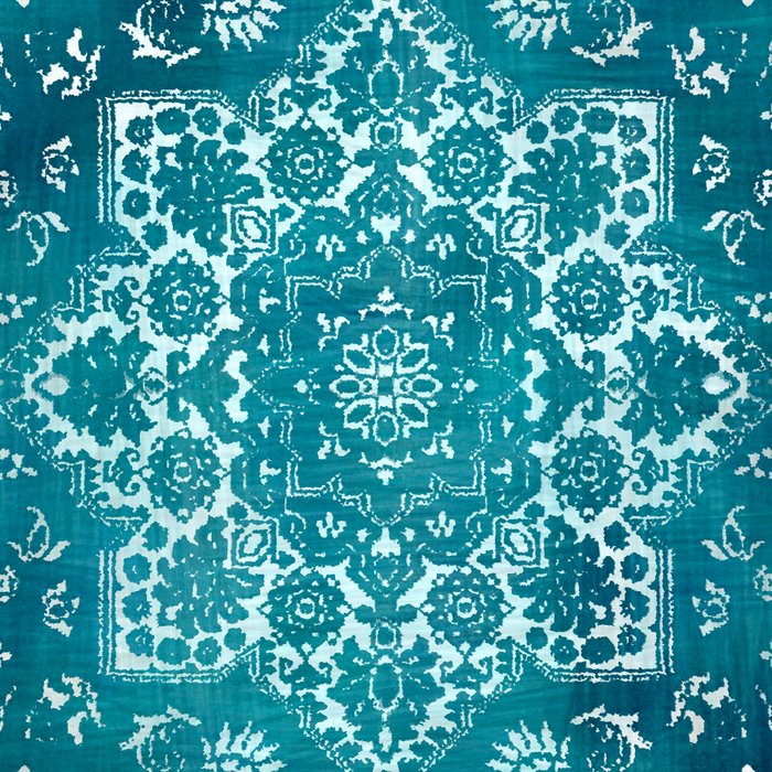 PERSIAN CARPET MONOCHROME TEAL HEAVY DISTRESSED Coffee Mug Gallery Image 2