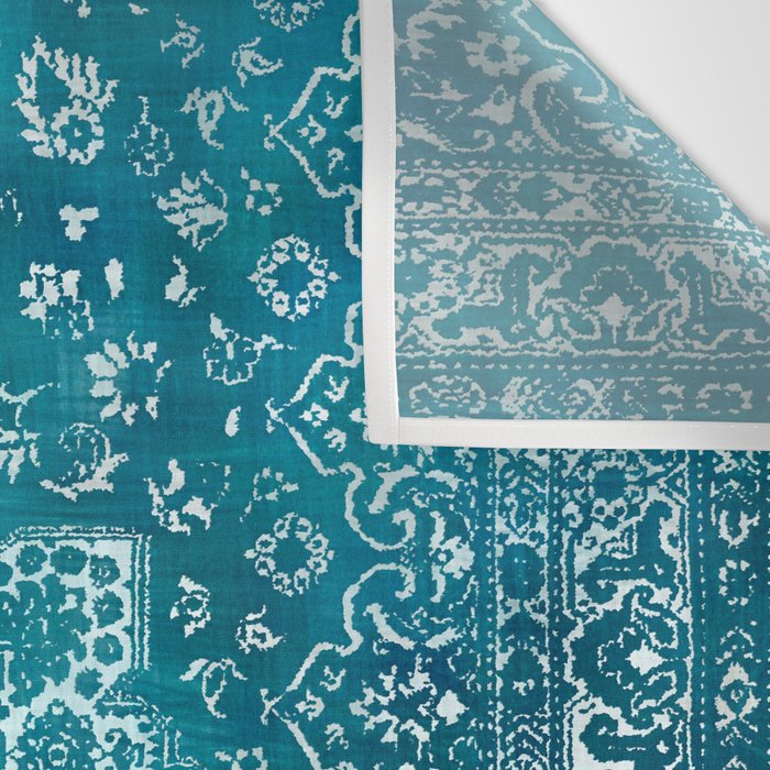 PERSIAN CARPET MONOCHROME TEAL HEAVY DISTRESSED Wall Tapestry Gallery Image 3