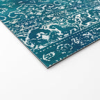 PERSIAN CARPET MONOCHROME TEAL HEAVY DISTRESSED Welcome Mat Gallery Image 2