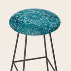 PERSIAN CARPET MONOCHROME TEAL HEAVY DISTRESSED Stool Gallery Image 2