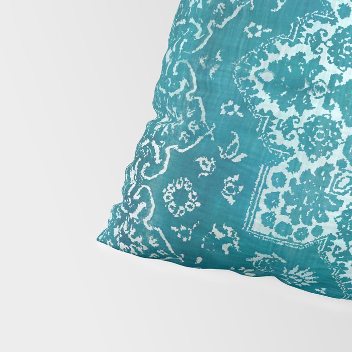 PERSIAN CARPET MONOCHROME TEAL HEAVY DISTRESSED Pillow Sham Gallery Image 4