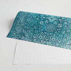 PERSIAN CARPET MONOCHROME TEAL HEAVY DISTRESSED Wrapping Paper Gallery Image 2