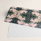 Floral Watercolor, Roses, Navy Blue and Pink, Vintage Art Wrapping Paper Gallery Image 2