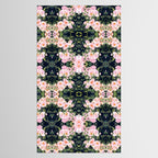 Floral Watercolor, Roses, Navy Blue and Pink, Vintage Art Tablecloth Gallery Image 2