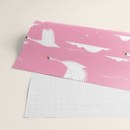 Flying Swans Illustration - Pink Sky with Clouds and Stars Wrapping Paper Gallery Image 2