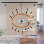 Retro evil eye - earthy Wall Mural Gallery Image 1