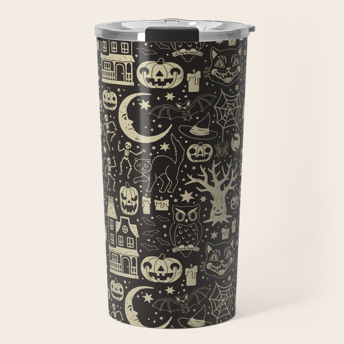 Vintage Halloween: Black Cat Travel Mug Gallery Image 1