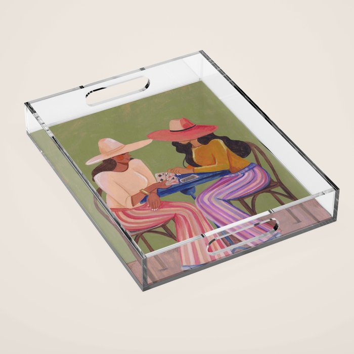 Cow girls playing cards Acrylic Tray Gallery Image 1