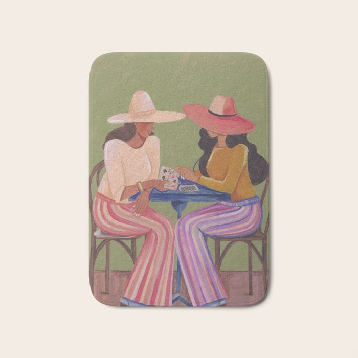 Cow girls playing cards Bath Mat Gallery Image 1