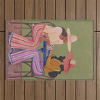 Cow girls playing cards Outdoor Rug Gallery Image 1