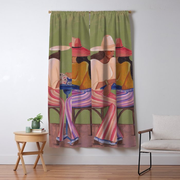 Cow girls playing cards Window Curtain Gallery Image 1