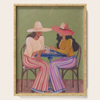 Cow girls playing cards Serving Tray Gallery Image 1