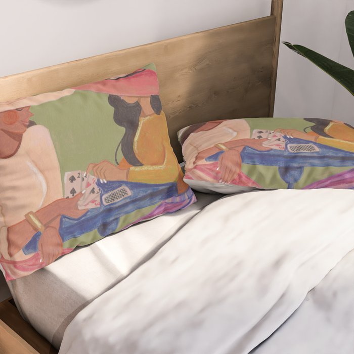 Cow girls playing cards Pillow Sham Gallery Image 2