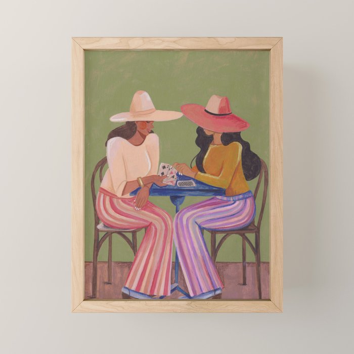 Cow girls playing cards Mini Art Print Gallery Image 1