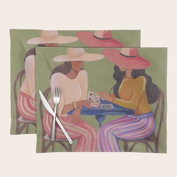 Cow girls playing cards Placemat Gallery Image 1