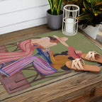 Cow girls playing cards Outdoor Rug Gallery Image 2