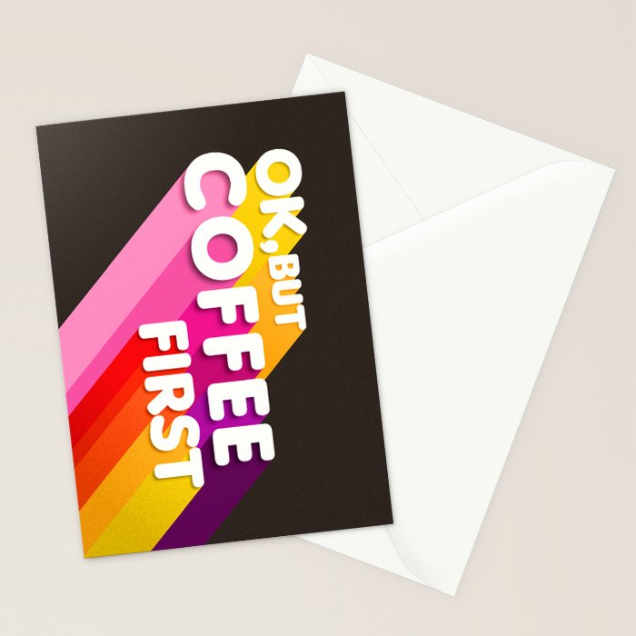 OK, but coffee first - retro typography Stationery Card Gallery Image 2