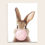 Brown Bunny Blowing Bubble Gum, Pink Nursery, Baby Animals Art Print by Synplus Notebook Gallery Image 4