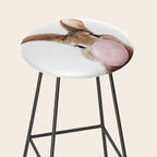 Brown Bunny Blowing Bubble Gum, Pink Nursery, Baby Animals Art Print by Synplus Stool Gallery Image 2