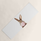 Brown Bunny Blowing Bubble Gum, Pink Nursery, Baby Animals Art Print by Synplus Yoga Mat Gallery Image 1