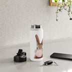 Brown Bunny Blowing Bubble Gum, Pink Nursery, Baby Animals Art Print by Synplus Water Bottle Gallery Image 4