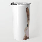 Brown Bunny Blowing Bubble Gum, Pink Nursery, Baby Animals Art Print by Synplus Travel Mug Gallery Image 3