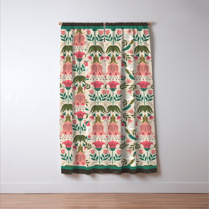 Hummingbirds - Green and Pink Window Curtain Gallery Image 3