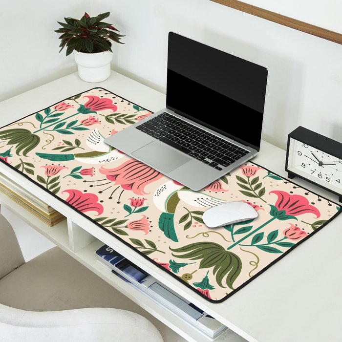 Hummingbirds - Green and Pink Desk Mat Gallery Image 2
