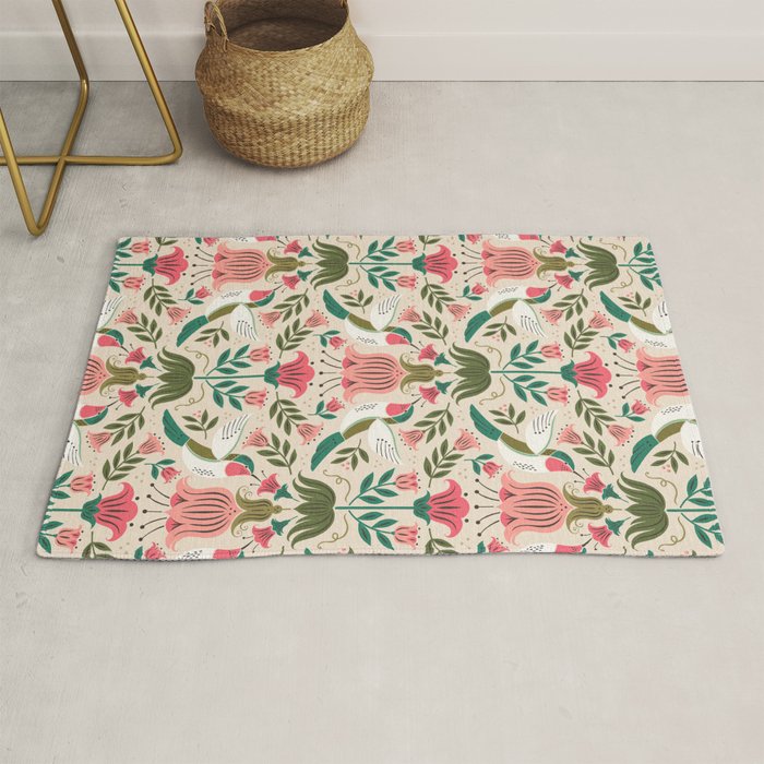 Hummingbirds - Green and Pink Rug Gallery Image 1