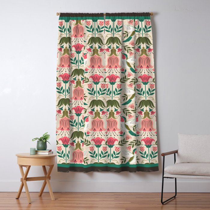 Hummingbirds - Green and Pink Window Curtain Gallery Image 5