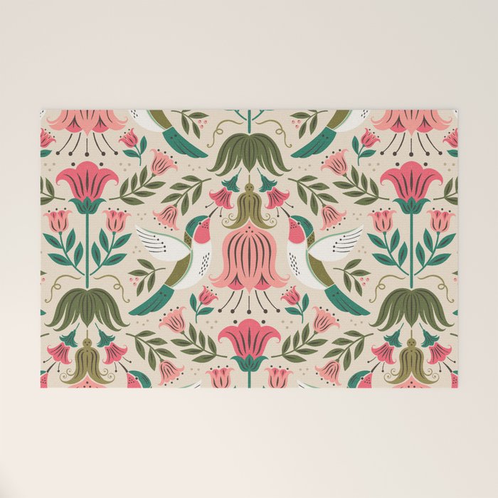 Hummingbirds - Green and Pink Welcome Mat Gallery Image 1