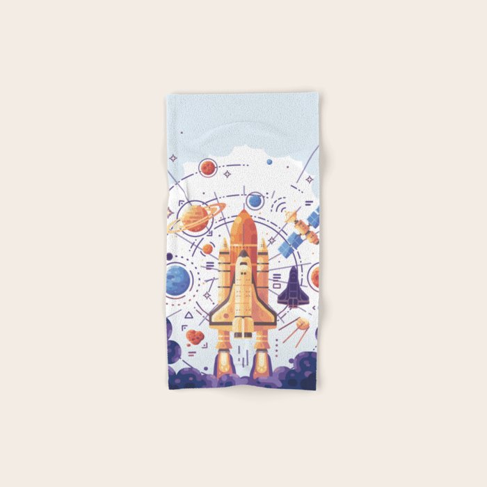 Space Rocket with Planets Bath Towel Gallery Image 1