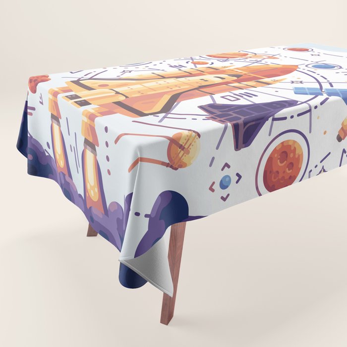 Space Rocket with Planets Tablecloth Gallery Image 1