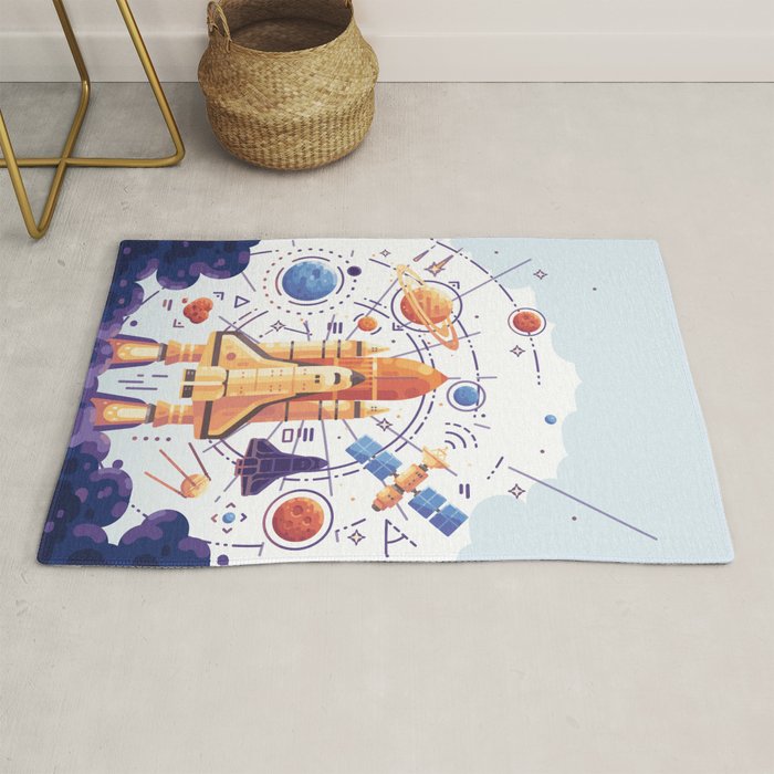Space Rocket with Planets Rug Gallery Image 1