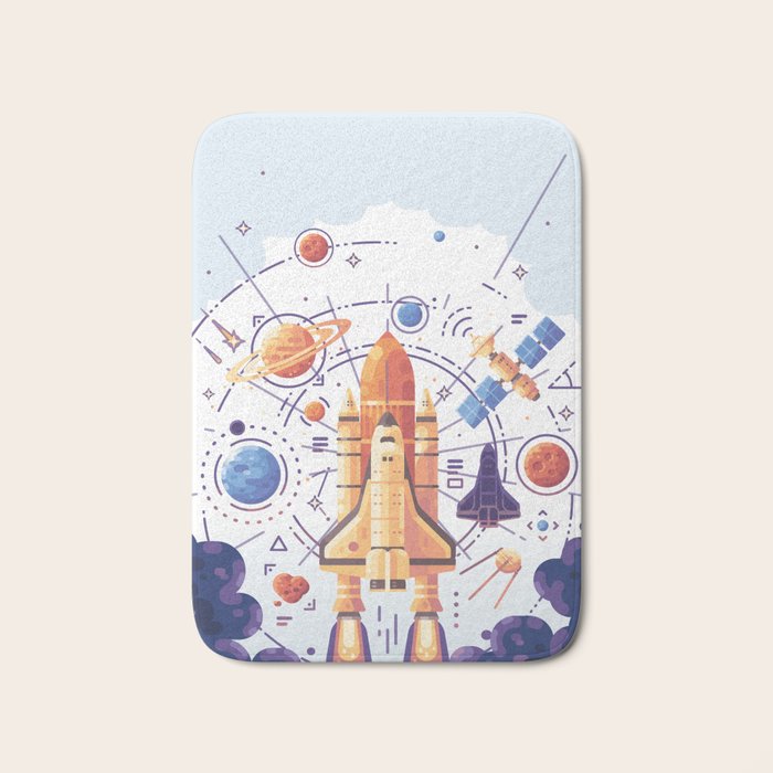 Space Rocket with Planets Bath Mat Gallery Image 1