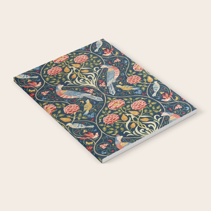 William Morris Vintage Seasons by May Melsetter Bird Pattern Indigo Blue Notebook Gallery Image 2