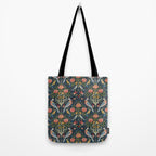 William Morris Vintage Seasons by May Melsetter Bird Pattern Indigo Blue Tote Bag Gallery Image 2
