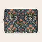 William Morris Vintage Seasons by May Melsetter Bird Pattern Indigo Blue Laptop Sleeve Gallery Image 1