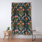 William Morris Vintage Seasons by May Melsetter Bird Pattern Indigo Blue Window Curtain Gallery Image 5
