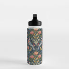 William Morris Vintage Seasons by May Melsetter Bird Pattern Indigo Blue Water Bottle Gallery Image 3