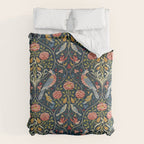 William Morris Vintage Seasons by May Melsetter Bird Pattern Indigo Blue Duvet Cover Gallery Image 6